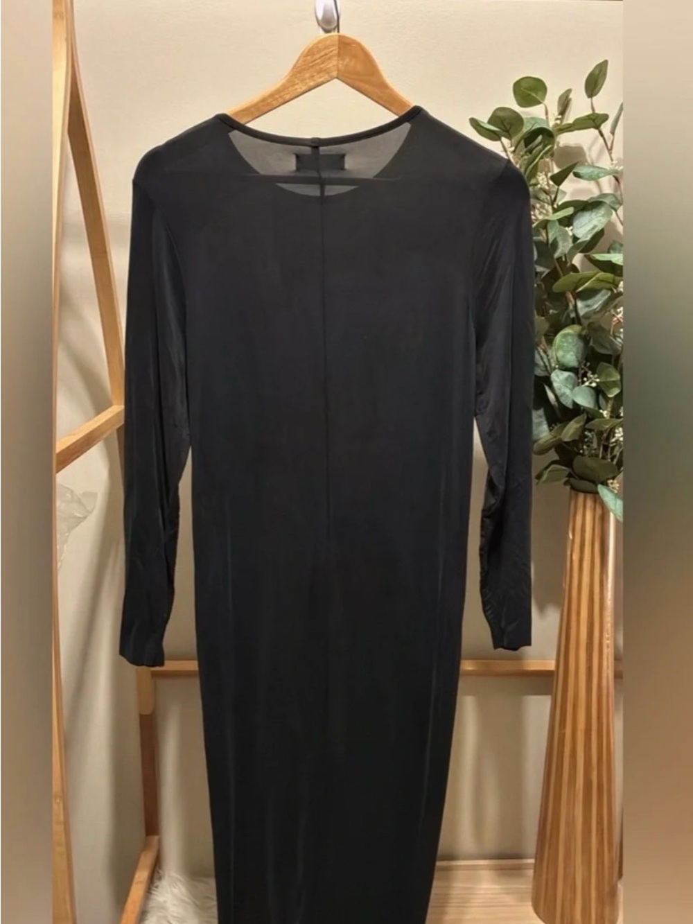OAK + FORT Black Long-Sleeve Midi Dress